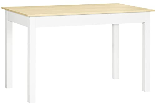 HOMCOM Mesa de Comedor para 4-6 Personas Mesa de Cocina Rectangular Estilo Moderno con Tablero de Melamina de Madera Carga 50 kg Roble y Blanco