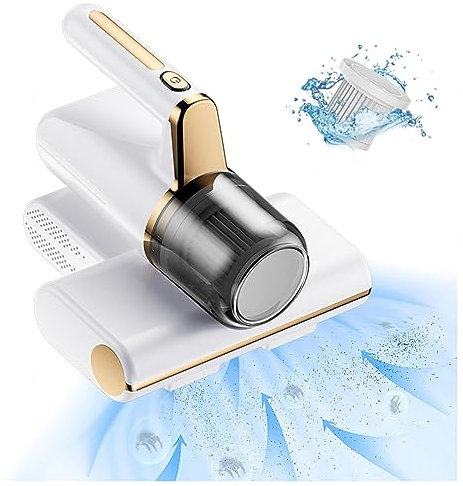 MELLYD Aspirador De áCaros del Polvo, Elimina El 99,9% De AléRgenos Y áCaros del Polvo Aspirador De Cama VibracióN De Alta Frecuencia, IluminacióN Ultravioleta MáQuina para Lavar Sofá,White