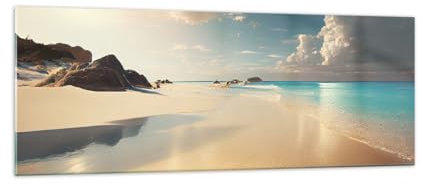 Vidrios decorativos Playa Salvaje Océano Borde Cuadro Sobre Vidrio Moderno 140x50cm Decoracion Salon Cocina Cuadros Pared Impresiones Grande XXL Impresión en Cristal Wall Art Prints GAB140x50-6016