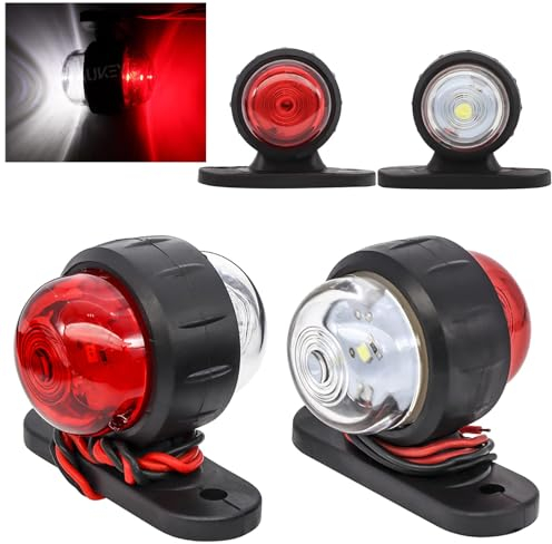 AUTOXBERT 4pcs Begrenzungsleuchten Positionsleuchten 12 / 24V Markierungsleuchten Wasserdichte LED Seitenmarkierungsleuchten Doppelseitiges Warnlicht Weiß/Rot Für LKW PKW KFZ Anhänger