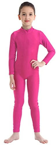 Nyeemya Bodies de Danza para Ballet Mono Largo Camiseta Traje de Cuerpo Entero para Niñas Mono de Danza Clásica Jumpsute Deportivo Maillot Gimnasia Ritmica Niña Rosa Oscuro B 3-4 años