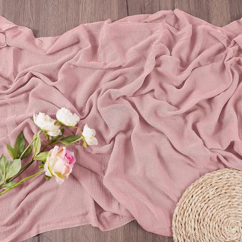 AUAUY 2PCS Modern Gaze Rustikal Tischläufer Käsetuch Waschbar Waschbar Musselin Dekostoff, Romantisch, Halbdurchsichtiger Stoff, Tischdecke für Boho-Hochzeit, Laubendekoration, Geburtstagsfeier 80x300