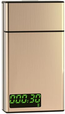 Cigarettfodral Metal Time Lock Box för cigarett USB Självdisciplin Smart Tobaksfodral med LED-skärm Hjälpt rökavvänjning,Gold