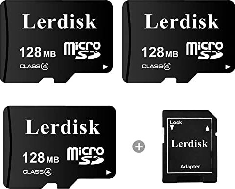Lerdisk Factory - Tarjeta micro SD de 128 MB, paquete de 3 pulgadas, capacidad pequeña para archivos pequeños, no apto para cámara, teléfono (no GB, 1024MB=1GB)