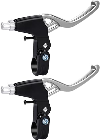 QIMEI-SHOP Leva del Freno per Bicicletta Maniglie dei Freni per Bici in Lega di Alluminio per Diametro 22 mm Leve Freno per Bike Argento 1 Paio