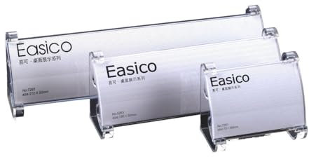 Schmalz® 10 placas para nombre, expositores de mesa, transparentes, acrílico, 2 caras, 210 x 50 mm