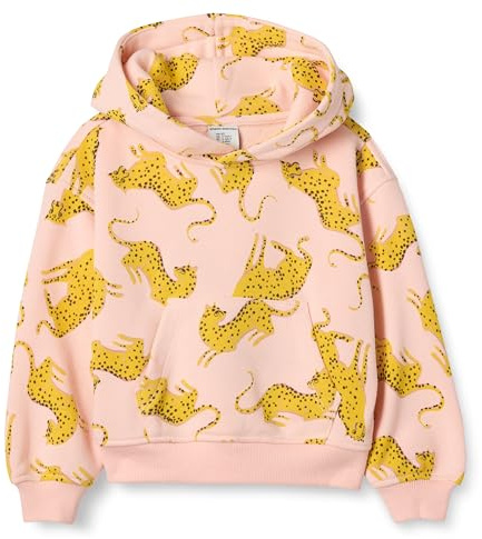 Amazon Essentials Sweat-Shirt Large à Capuche Mixte Enfante, Pêche Jaune Léopard, 5 Ans