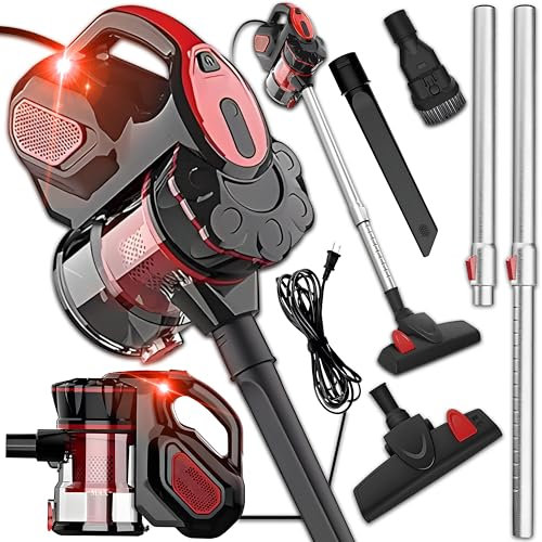 Retoo Stielstaubsauger 600W Beutellos Staubsauger Kabellänge 5m Handstaubsauger Tankinhalt 0,5l Hand und Vertikal für Hartböden Teppiche Tierhaare Leicht Vacuum Cleaner
