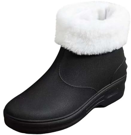 Generico Stivali Gomma Donna Pioggia Colorati Impermeabile, Stivaletti Pioggia Donna Imbottiti Con Pelo Rain Boots Outdoor da Lavoro Stivaletto Donna Invernale Leggere Chelsea Boots Resistenti