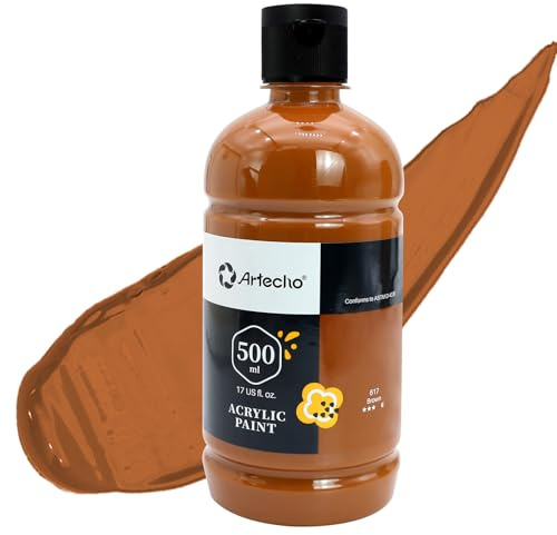 Artecho Peinture acrylique marron 500 ml, imperméable et résistante à la lumière, séchage rapide, peinture acrylique pour toile, bois, tissu, artisanat, cuir et pierre.