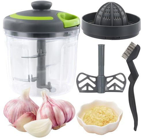 Culinavog Trita Verdure Manuale, Tritatutto Manuale a Corda, 900ML Trita Cipolla Frullatore con Tirante a Corda, Tritatutto Manuale Grande per Alimenti per Neonati, Cipolla, Aglio, Carne, Frutta