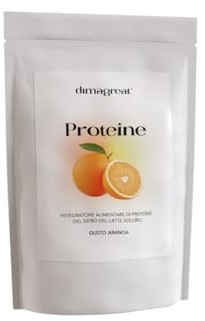 DIMAGREAT Proteine in Polvere Isolate 750g Gusto Arancia, Made in Italy - Con Citrullina, Acetil L Carnitina e Aminoacidi Essenziali (Arancia, 750g)