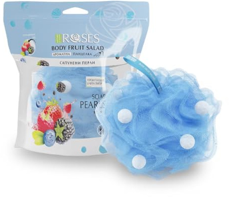 Spugna da bagno con perle di sapone, spugna per doccia, guanto esfoliante, spazzola da bagno, spugna esfoliante con forte profumo di sapone, scrub per il corpo