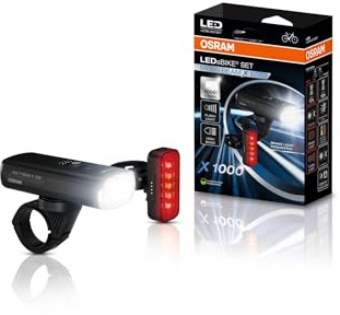 OSRAM LEDsBIKE Multi Beam X 1000 Set, kit d'éclairage vélo Rechargeable - Avant et arrière, Tout-Terrain, avec feu Stop et Feux de Route