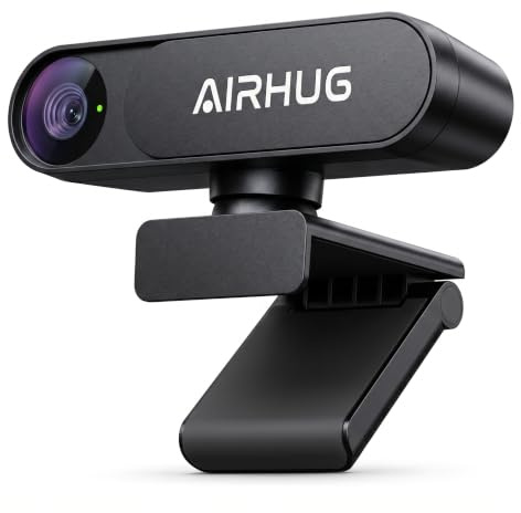 AIRHUG 4K UHD USB Webcam No Mic with Privacy Cover, USB Camera | 16MP Sony Sensor, PDAF Fast Focus, 63° Gold FOV, Auto Light Correction, Privacy Cover for Secure Meetings