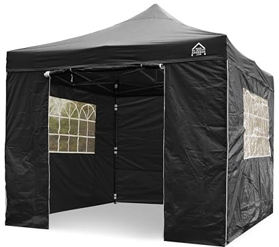 All Seasons Gazebos 3x3m Waterproof Pop Up Gazebo with 4 Side Walls Black