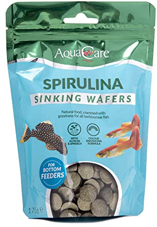 AquaCare Spirulina Algae Wafers Complete and Varied Food for Tropical Bottom Feeder Fish (175g)
