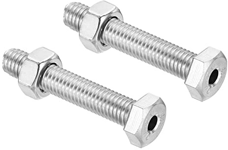 PATIKIL 2 set M8 x 45 mm ihålig utvändig sexkant skruv cylindrisk lampa gängskruvar genom hålskruv med mutter 304 rostfritt stål