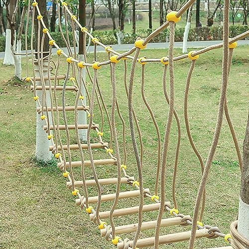 HAZEK Ponte All'aperto per L'asilo Attrezzatura per L'allenamento Fitness Sportivo per Bambini Ponte in Legno Massello Ponte Dell'equilibrio Ponte da Arrampicata Giocattoli(Size:4m)