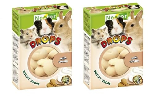 2x Biscuit Drops for Pet Rodents and Rabbits Hamster Guinea Pig Rat Gerbil Degu Chinchilla Snacks with Cream Flavor (2x 35g) Treats Pack of Two