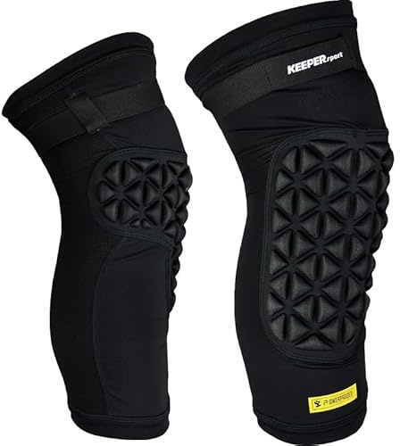 KEEPERsport Knee Guards-Knieschoner – Schutz für alle Sportarten, verstellbare Passform, Stoßdämpfend, Rutschfest, Ideal für Fußball, Volleyball, Handball & Outdoor, Unisex, Schwarz, Erwachsene S-XXL