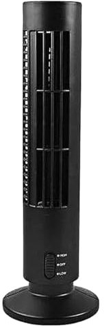 Ventilador de torre sin aspas oscilante para dormitorios, salas de estar, cocina, 2 velocidades, 13 pulgadas (negro)