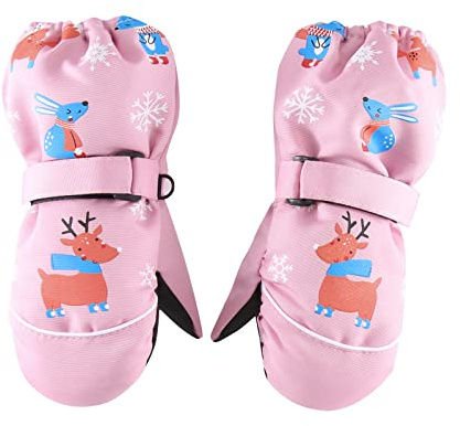 Gants de ski pour hommes, filles, garçons, enfants, gants chauds et épais pour le ski, les tout-petits – Moufles d'extérieur pour femmes par temps froid (rose, 8 à 12 ans)