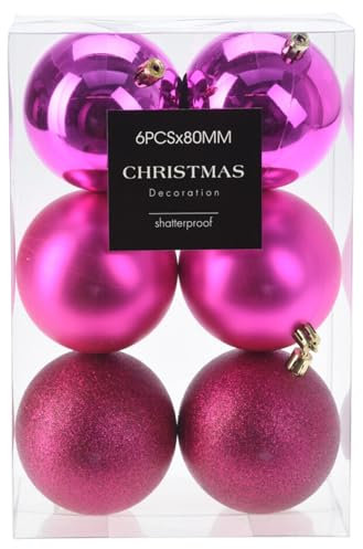 Mojawo 6tlg Baumkugel Set Christbaumkugeln Weihnachtskugeln Baumdeko Weihnachtsbaumdeko Ø8cm Pink