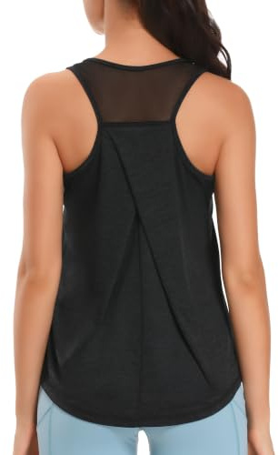 Dawnrole Workout Tank Tops Women Gym Sport Sleeveless Running Tops Yoga Shirts Dark Grey