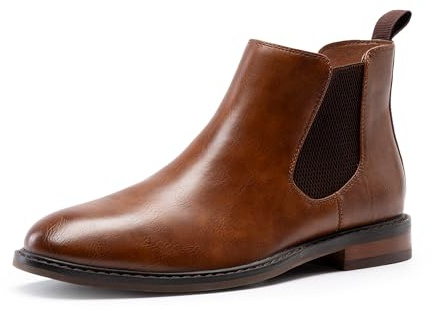 Bruno Marc Stivaletti Chelsea Da Uomo, Stivali Classici E Casual, Comodi Stivali Da Lavoro Slip-On Alla Caviglia,Size 46,Marrone,SBAB25002M