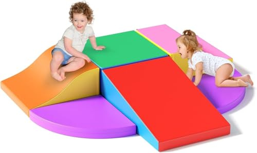 STYPLZ 6P - Blocchi d'arrampicata bianchi per bambini, blocchi d'arrampicata per neonati, rivestimento in PU antigraffio, facile da pulire, chiusura con cerniera nascosta, schiuma ad alta elasticità