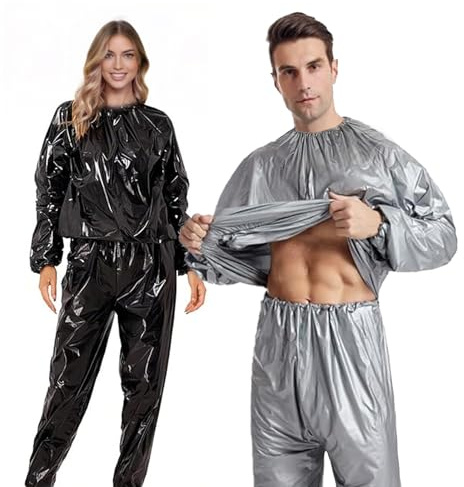 SMD35 Tuta da sauna per sudare e modellare la sauna Suit Suit Suit Sweat Suit for Men Women, Antistrappo Dimagrante Tuta Donna Uomo Palestra Fitness Corsa Yoga Nero XXL