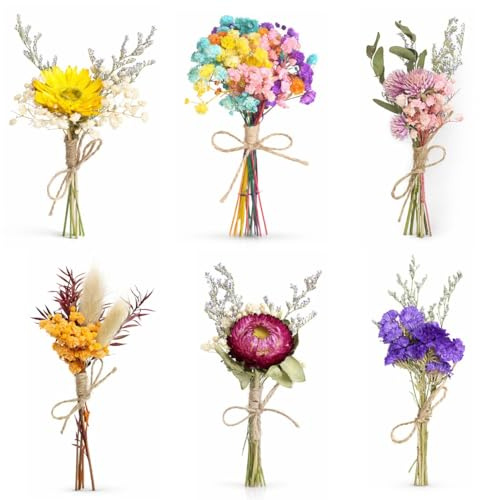 NiceNaiils 10 Paquetes de Mini Ramo de Flores Secas Naturales, Ramilletes Flores Seca, para El Marco De Fotos DIY Fiesta En Casa Y Decoraciones De La Boda