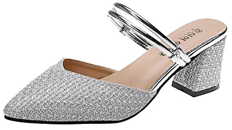 Klackskor damer eleganta, glitterpumps damer blockklack spets kvällsskor sommar fritidsskor strass rempumps peep tåsandaler kilklack spetsskor eleganta dansskor