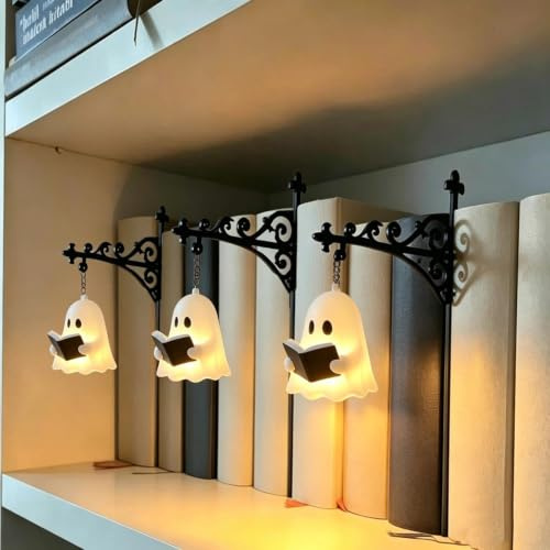 Spökbokhylla lykta, magiskt läsljus för studier Läshörna Hembibliotek Ghost 3Pcs