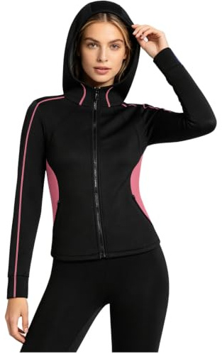 Freebily Dam Neopren Jacka Simning Snorkling Sport Sub | Fast huva, elastiskt tyg, färgblock, dykning, surfing, löpning, fitness, avslappnad, löpning, dans, dans