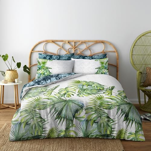 GC GAVENO CAVAILIA Tropical Leaf Bedding and Linen Set, Reversible Duvet Cover King Size, Ultra Soft Comforter Set