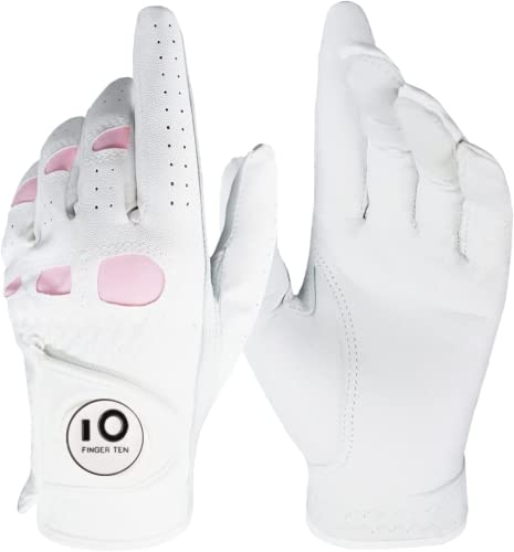 Golfhandschuhe Damen Links Rechts Golfhandschuh Mit Ball Marker Golf Handschuh Wert 1 Stück Cabretta Leder Griff Linke Rechte Hand Weicher Komfort Passform Größe S M L XL (1 Stück Links, L)