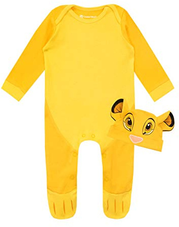 Disney Set di Tutina da Notte e Cappello per Bambino Re Leone Simba Giallo 9-12 Mesi