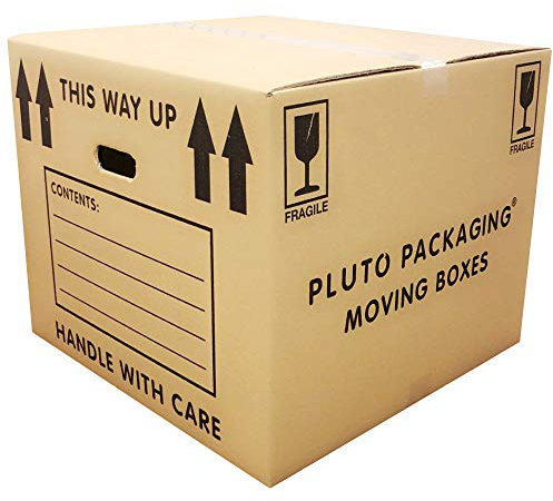 5 Strong Extra Large Cardboard Storage Packing Moving House Boxes with Carry Handles and Room List 53cm x 53cm x 41cm 115 Litres