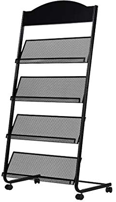 Kelly's Harvest House Literature Display Stand - 4 Pocket Floor Standing Magazine & Brochure Holder Rack (Black)