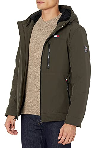 Tommy Hilfiger Men's Soft Shell Sherpa Lined Performance Jacket, Olive Tech, XL