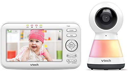 Nanny Nanny Video Elettronico di Nanny VM5255 con monitor da 5 pollici, luce notturna, funzione di rotazione e zoom dell'immagine e possibilità di lavorare fino a 12 ore con batteria