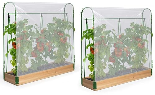 IDMarket - Duo serres à tomates modulables spéciales croissance kit complet bâche + support