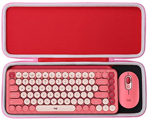 Aenllosi Hard Carry Case for Logitech POP ICON Cambo/Pop Keys Mechanical Wireless Bluetooth Keyboard and Logitech Mouse, Case Only (Red)