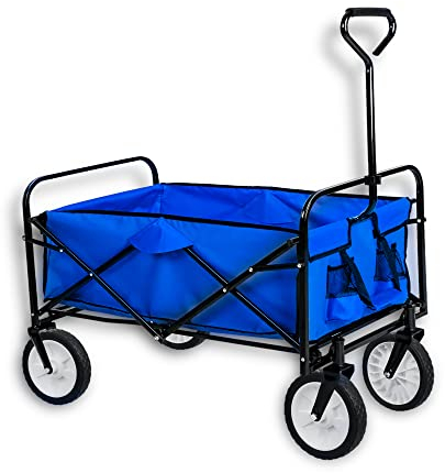 Faltbarer Wagen für Transport von bis zu 100 kg - Leicht zu demontieren und zusammenzuklappen - Blau - 91 x 52 x 62 cm