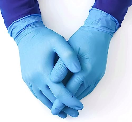 Professional Nitrile Disposable Gloves Powder-Free, Latex-Free, Extra Strong Exam & Medical Grade Gloves (Extra Large, Pack of 100) Blue Gloves for Cleaning, Food Service & Mechanics