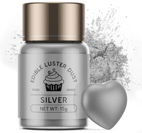 Wwtop Silber Essbares Glitzer - 15 g Glitzerpulver für Getränke, Geschmacksneutrales Lebensmittel Glitzer für Schokolade, Ostern Kuchen, Fondant, Cupcakes, Erdbeeren, Drinks, Flüssigkeiten
