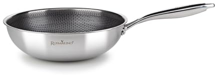 ROSMARINO HexaPRO 2.0-28 cm Edelstahl Wok – Premium Antihaft Beschichtung, ofenfest – Ideal für vielseitiges Kochen