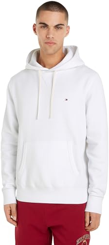 Tommy Hilfiger Herren Hoodie Essential Fleece Regular Fit, Weiß (White), L